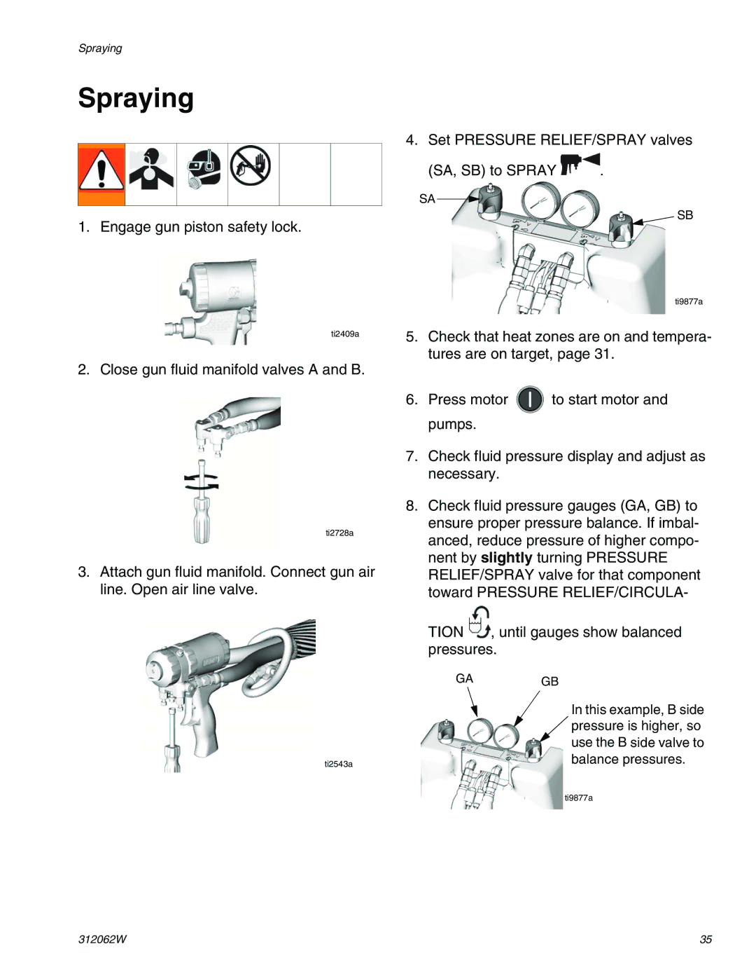 Graco H25, H50, H40 important safety instructions Spraying 