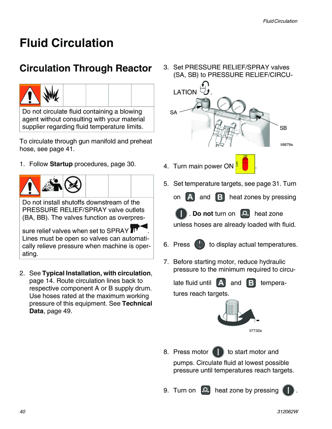 Graco H40, H50, H25 important safety instructions Fluid Circulation, Lation 