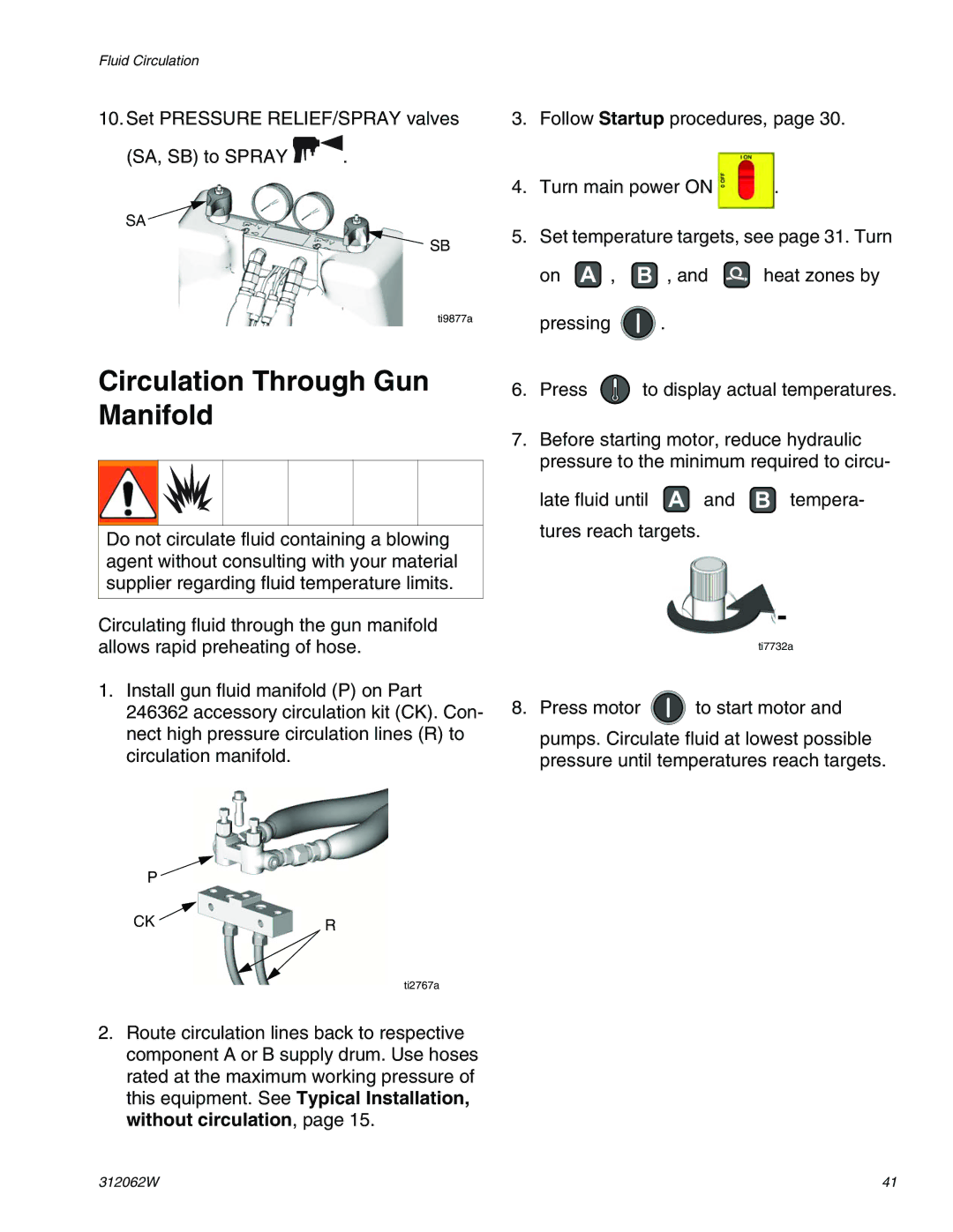 Graco H25, H50, H40 important safety instructions Circulation Through Gun Manifold 