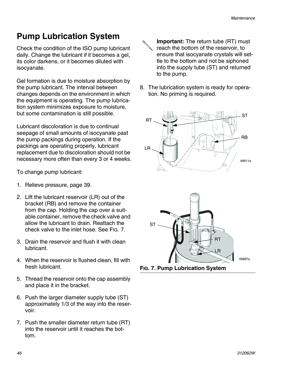 Graco H40, H50, H25 important safety instructions Pump Lubrication System 