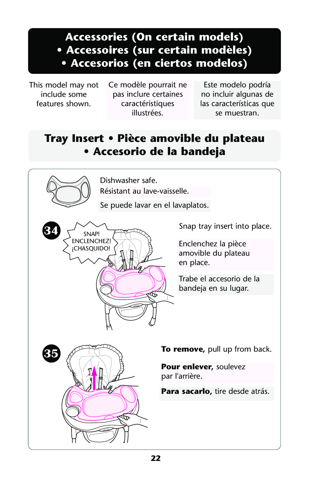 Graco HARMONY High Chair manual To remove, pull up from back 