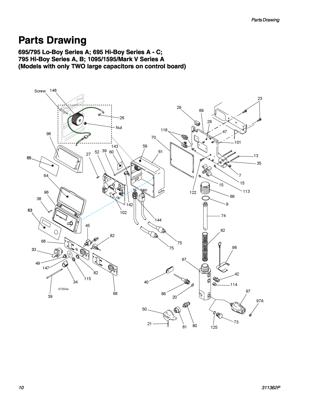 Graco Inc 1095, 1595 manual Parts Drawing, 695/795 Lo-Boy Series A 695 Hi-Boy Series A - C 