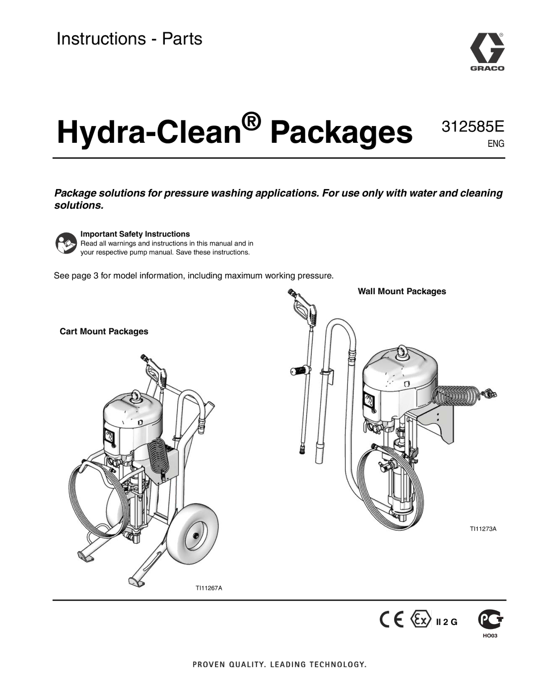 Graco Inc 247552, 247553, 247554, 258665 important safety instructions Wall Mount Packages Cart Mount Packages, II 2 G 