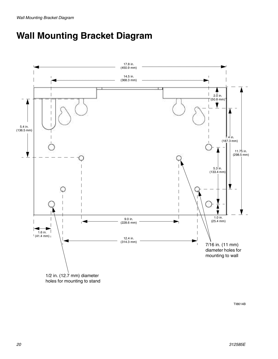 Graco Inc 247554, 247553, 247552, 258665, 258664, 312585E, 247551, 247549, 247550 Wall Mounting Bracket Diagram 