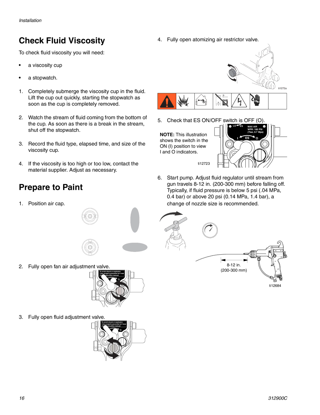 Graco Inc 312900C, 247936, 247937 important safety instructions Check Fluid Viscosity, Prepare to Paint 