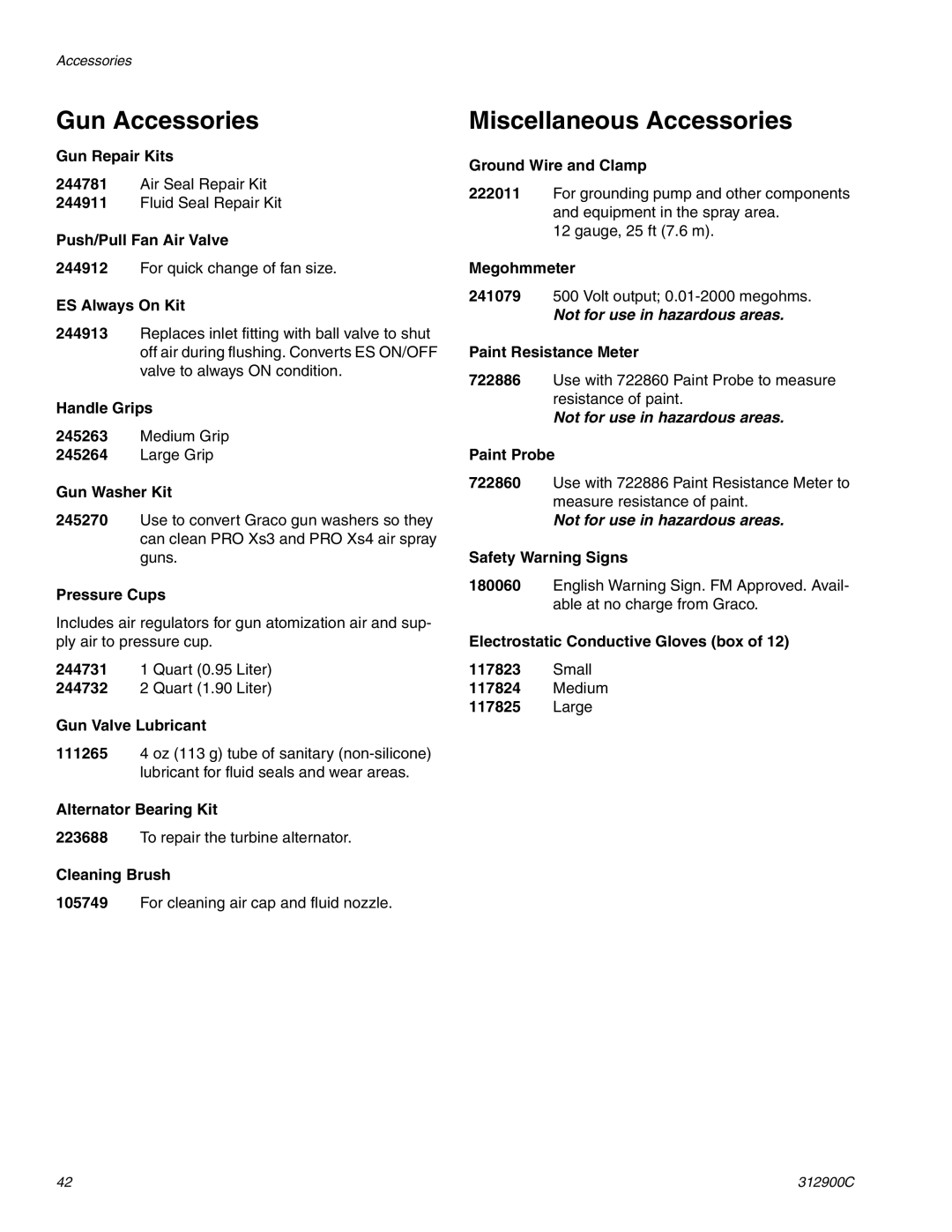 Graco Inc 247936, 312900C, 247937 important safety instructions Gun Accessories, Miscellaneous Accessories 