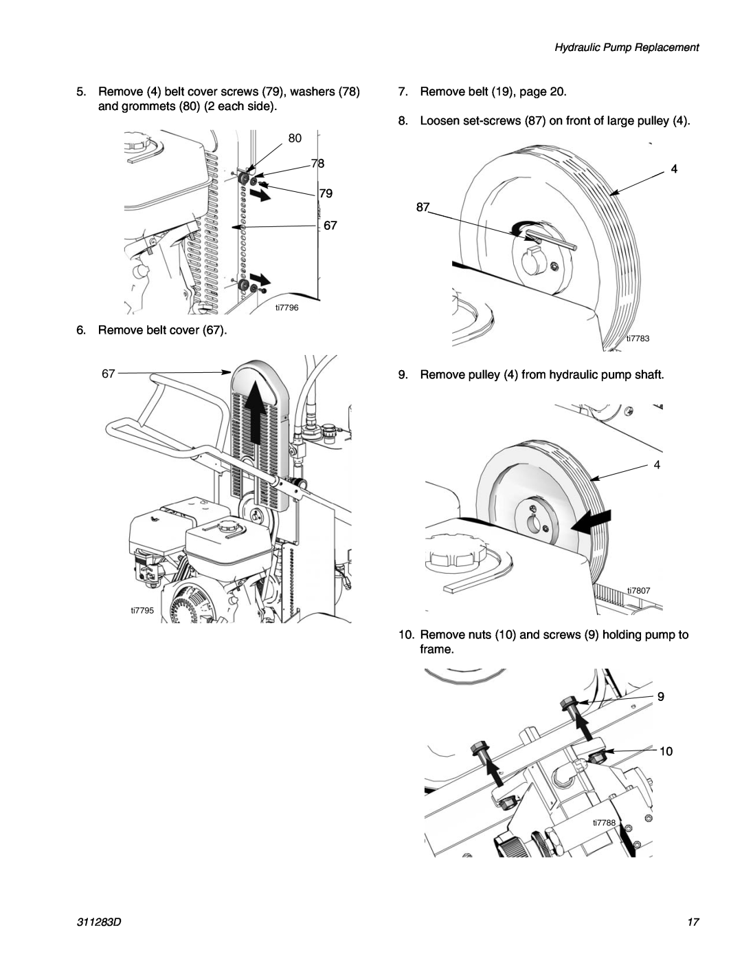 Graco Inc 253471, 249318, 253472, 249617 Hydraulic Pump Replacement, 311283D, ti7796, ti7795, ti7783, ti7807, ti7788 