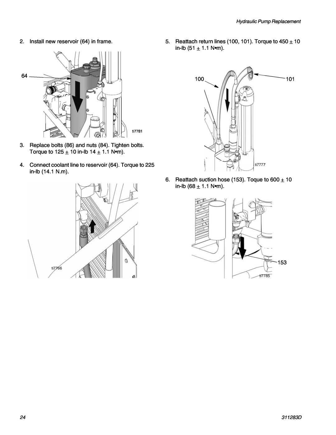 Graco Inc 249617, 249318, 253472, 253471 Hydraulic Pump Replacement, 311283D, ti7781, ti7766, ti7777, ti7785 