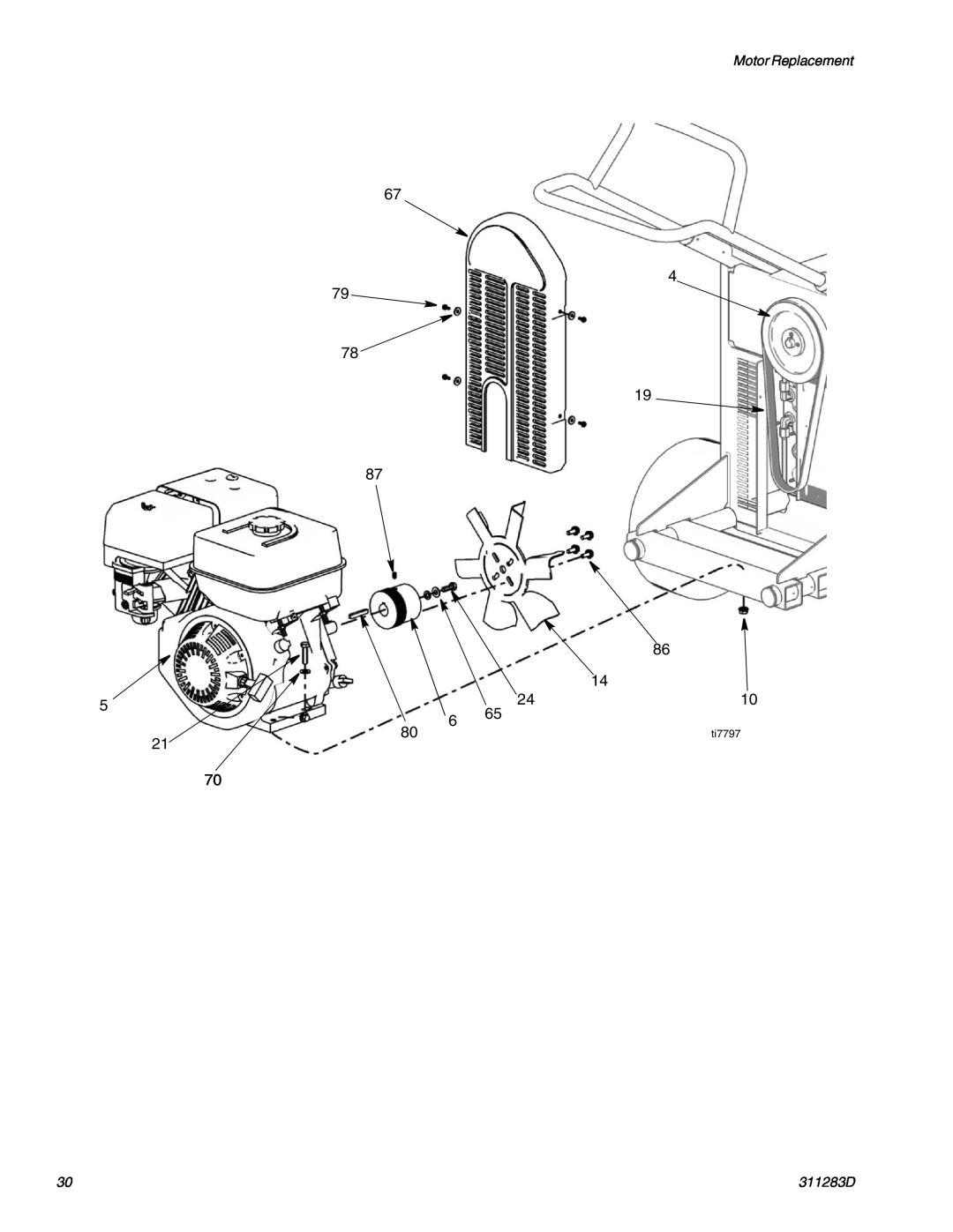 Graco Inc 249318, 253472, 253471, 249617 important safety instructions Motor Replacement, 311283D, ti7797 