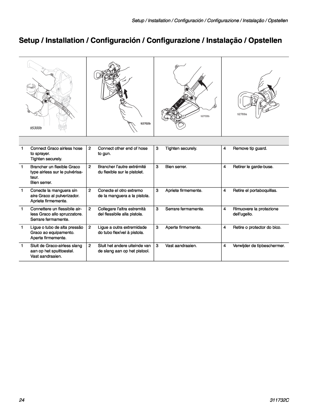 Graco Inc 253961, 253958, 262019, 254998, 254969, 254968 important safety instructions 311732C, ti5300b, ti2702b 