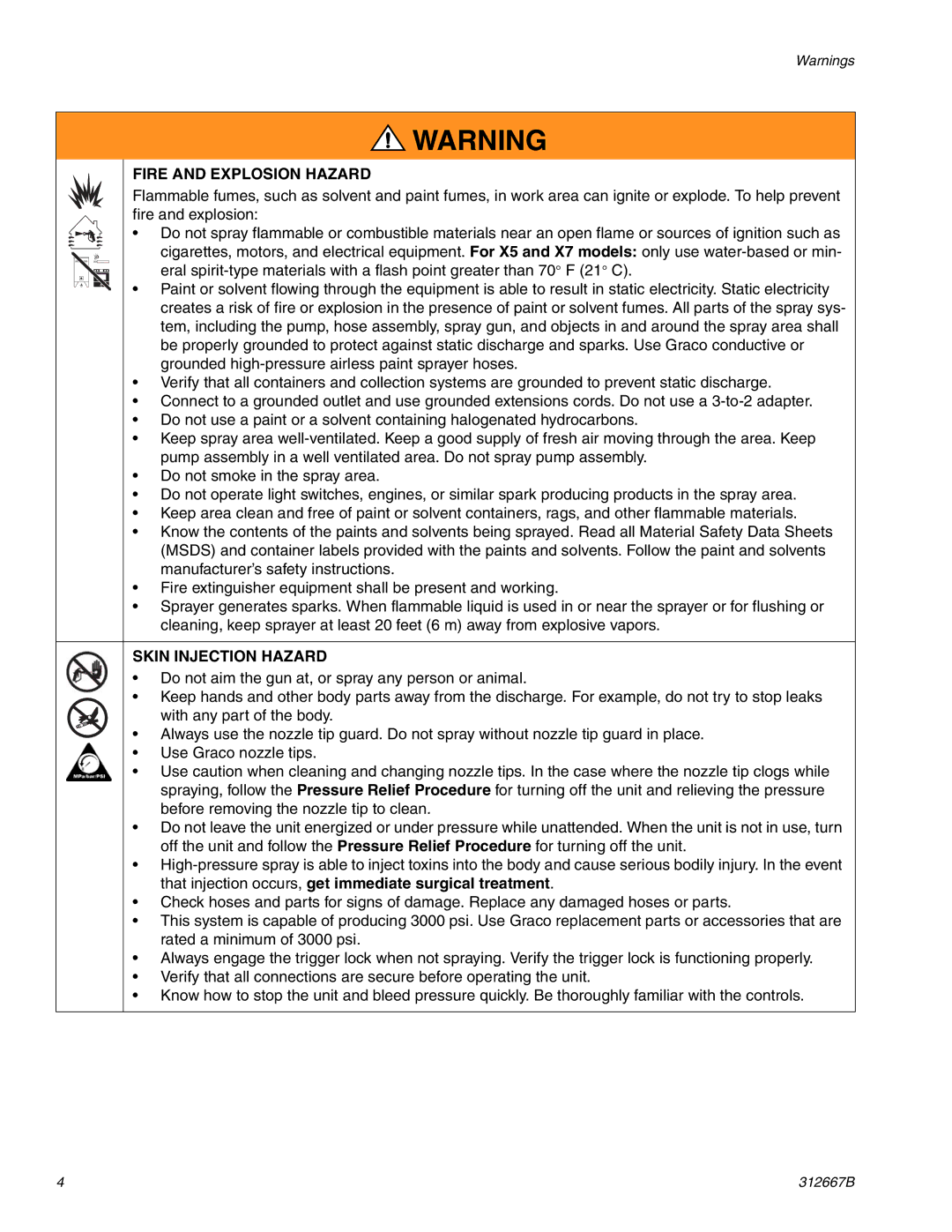 Graco Inc 261820 specifications Fire and Explosion Hazard 