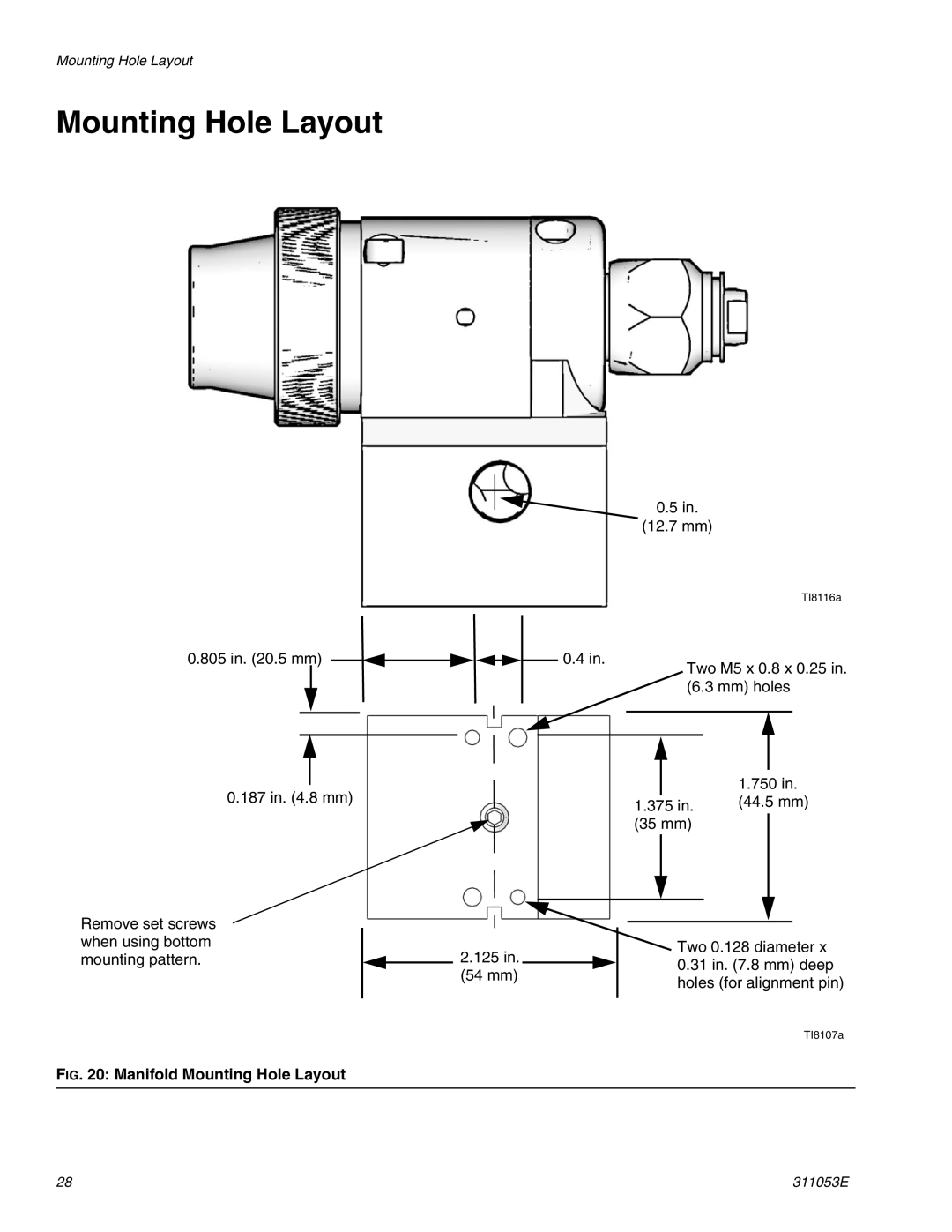 Graco Inc 311053E, 288554, 288048 important safety instructions Manifold Mounting Hole Layout 