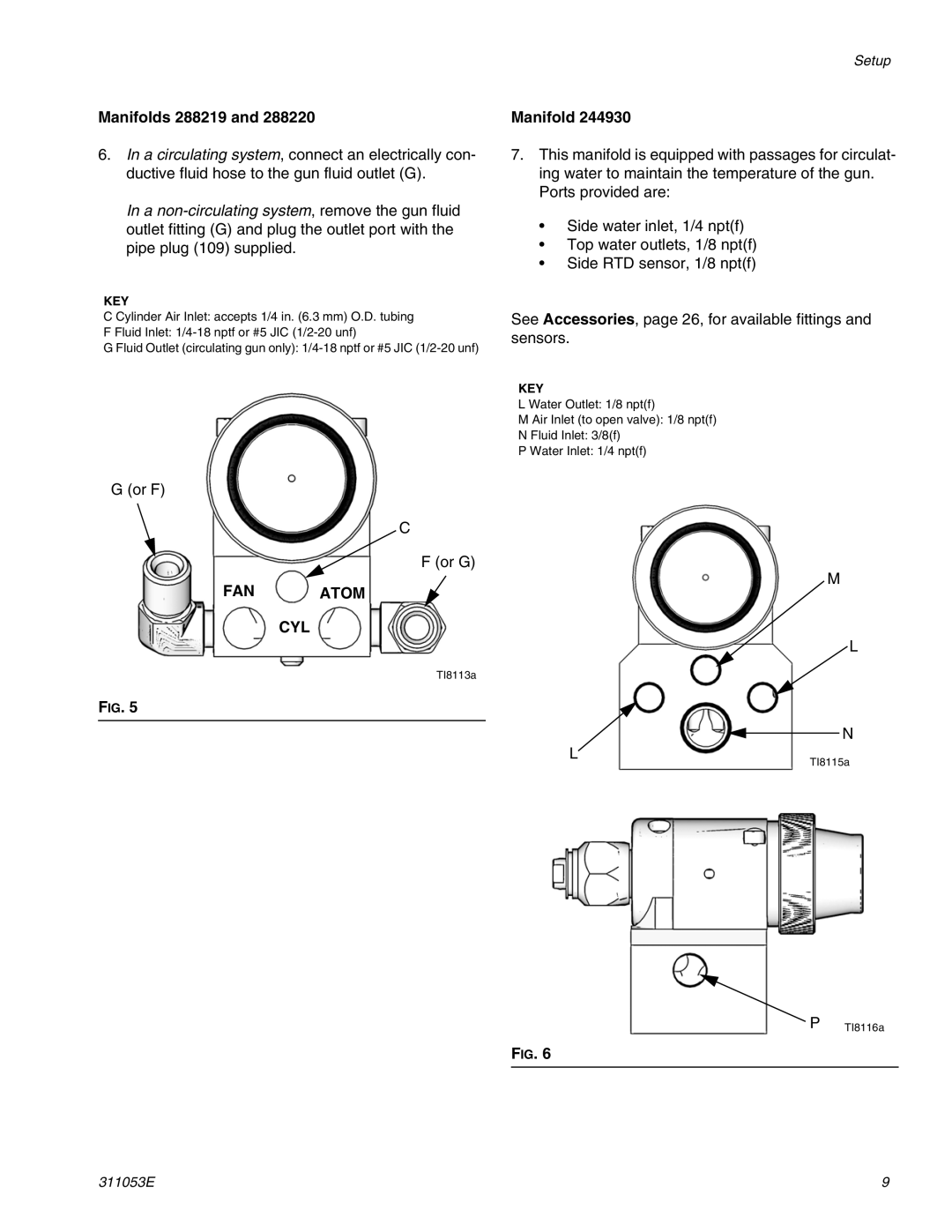 Graco Inc 288554, 311053E, 288048 important safety instructions Manifolds 288219, Key 