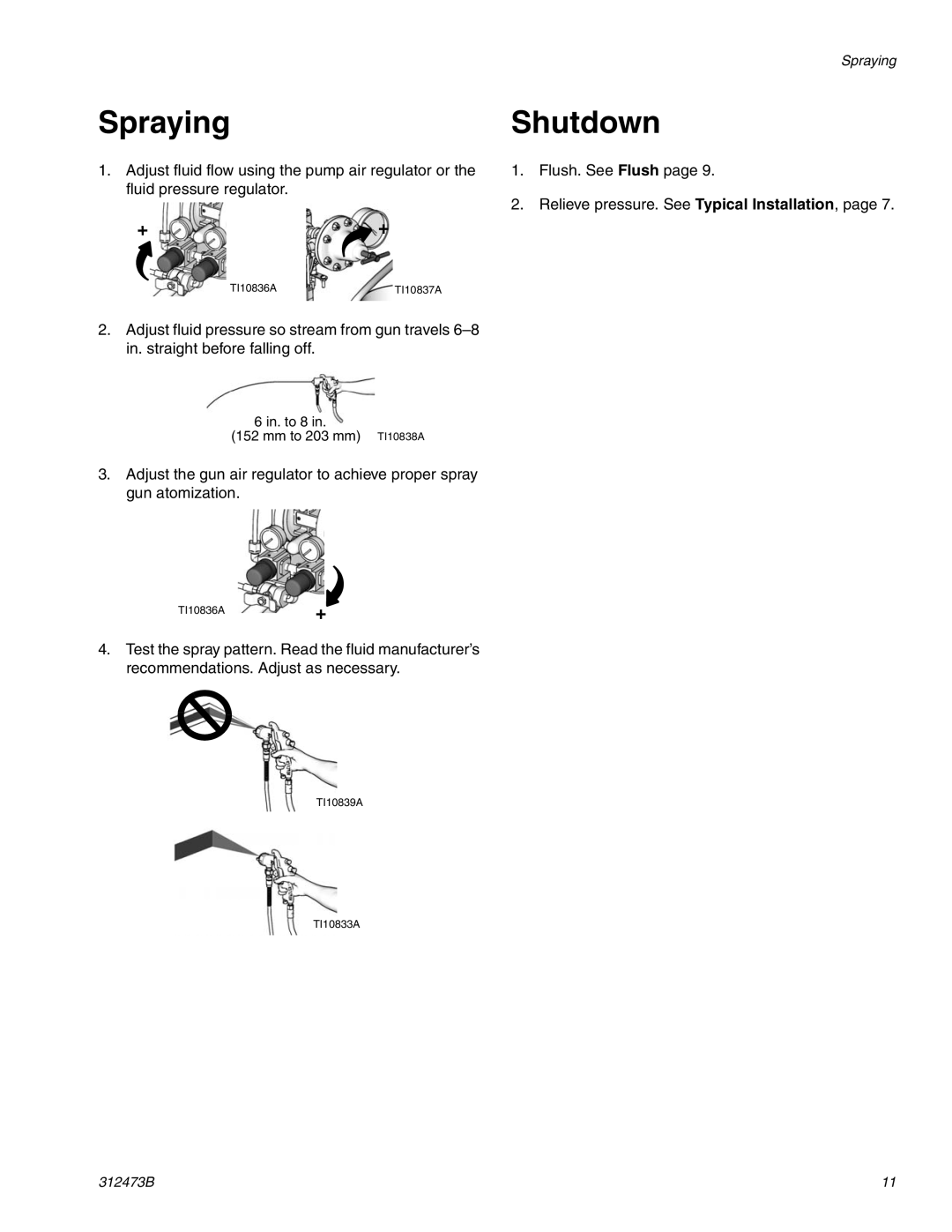 Graco Inc TI10823A, 289353, 289354, 312473B important safety instructions Spraying, Shutdown 