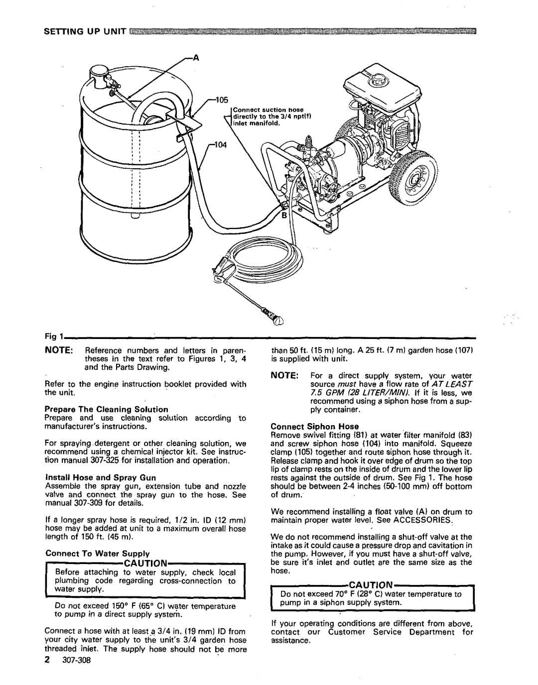 Graco Inc 307-308, 226-813, 1007 manual Setting UP Unit 