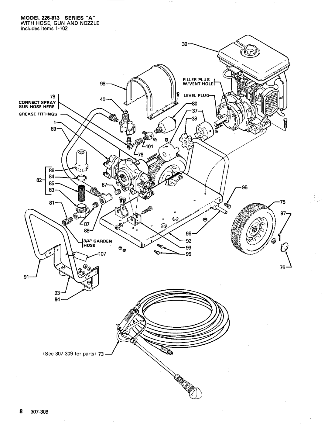 Graco Inc 307-308, 226-813, 1007 manual With HOSE, GUN and Nozzle 