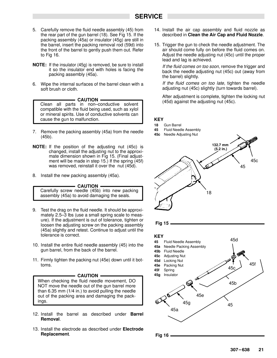 Graco Inc 307-638, 218-026, PRO4000 manual Service, 45d, 45f, 45c 