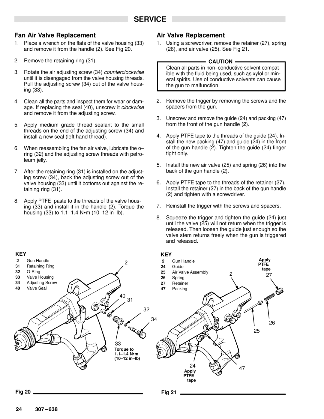 Graco Inc 307-638, 218-026, PRO4000 manual Fan Air Valve Replacement 