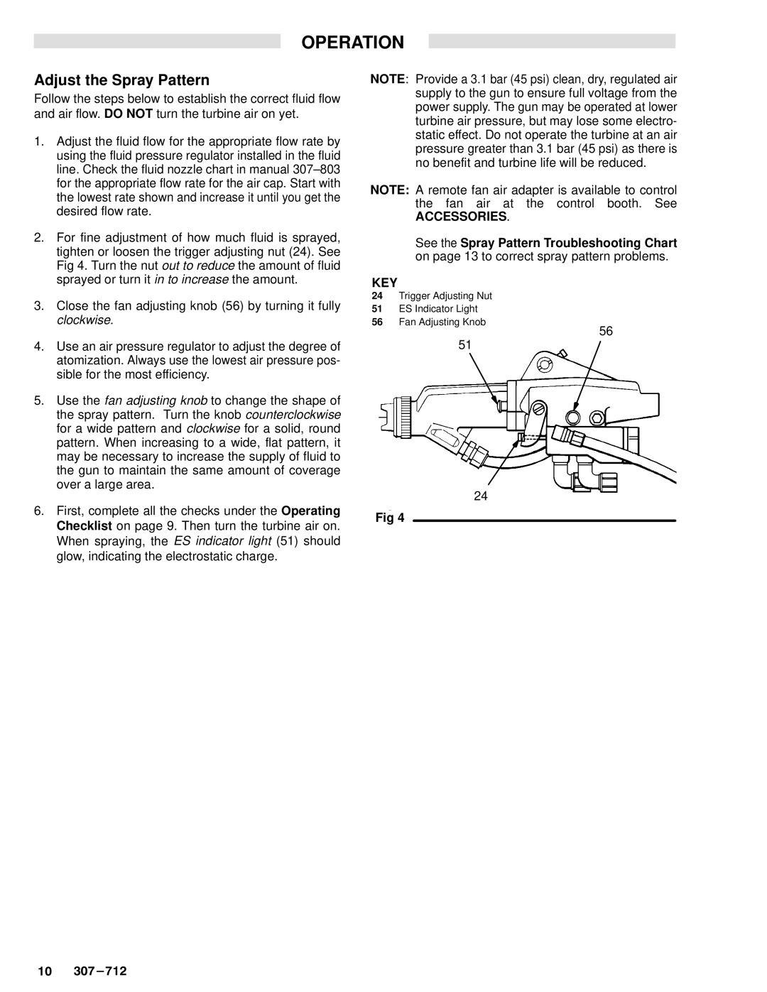 Graco Inc PRO 5000, 307-712, 218-745 manual Adjust the Spray Pattern, Accessories 