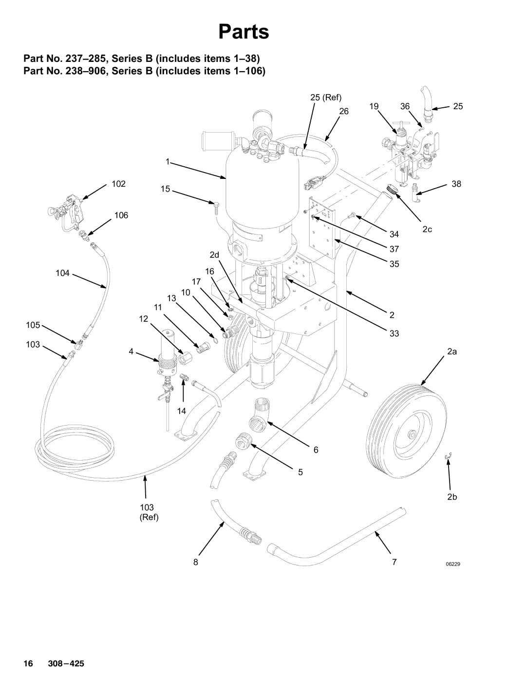 Graco Inc 308-425, 237-296 dimensions 102 106 104 10512 103 25 Ref 