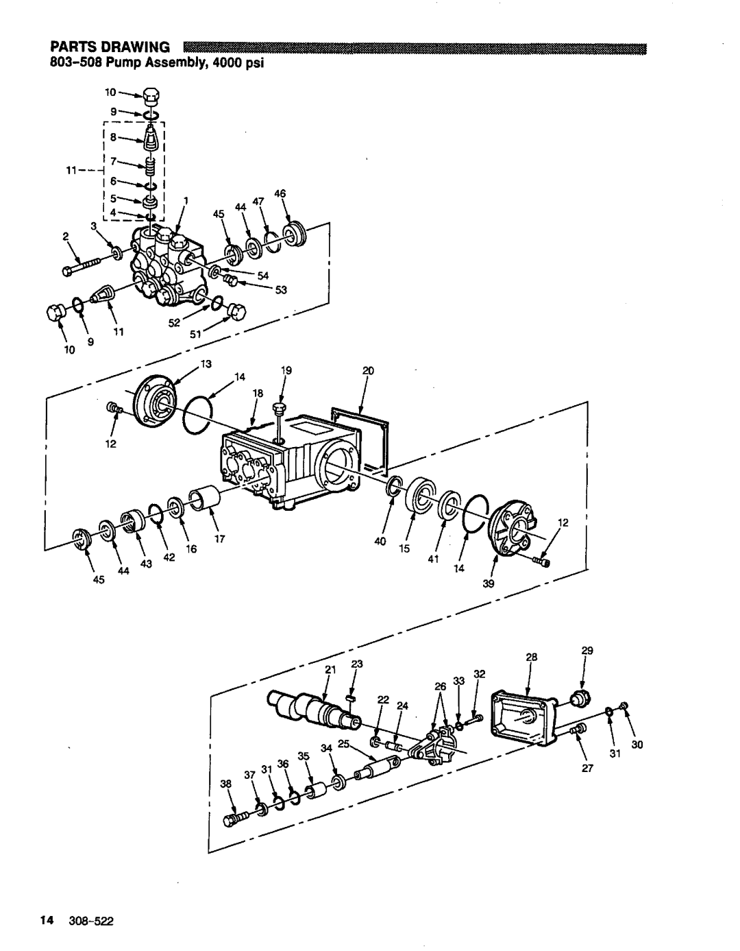 Graco Inc 4040, 800-345 manual 803-508Pump Assembly,4000 psi, Parts Drawing, 14308-522 