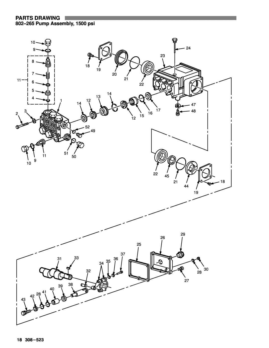 Graco Inc 800-671, 308-523, 800-672, 800-674, 800-670 manual 802±265 Pump Assembly, 1500 psi, Parts Drawing 