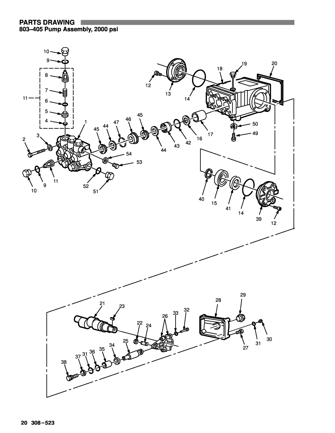 Graco Inc 308-523, 800-672, 800-674, 800-671, 800-670 manual 803±405 Pump Assembly, 2000 psi,  , Parts Drawing 