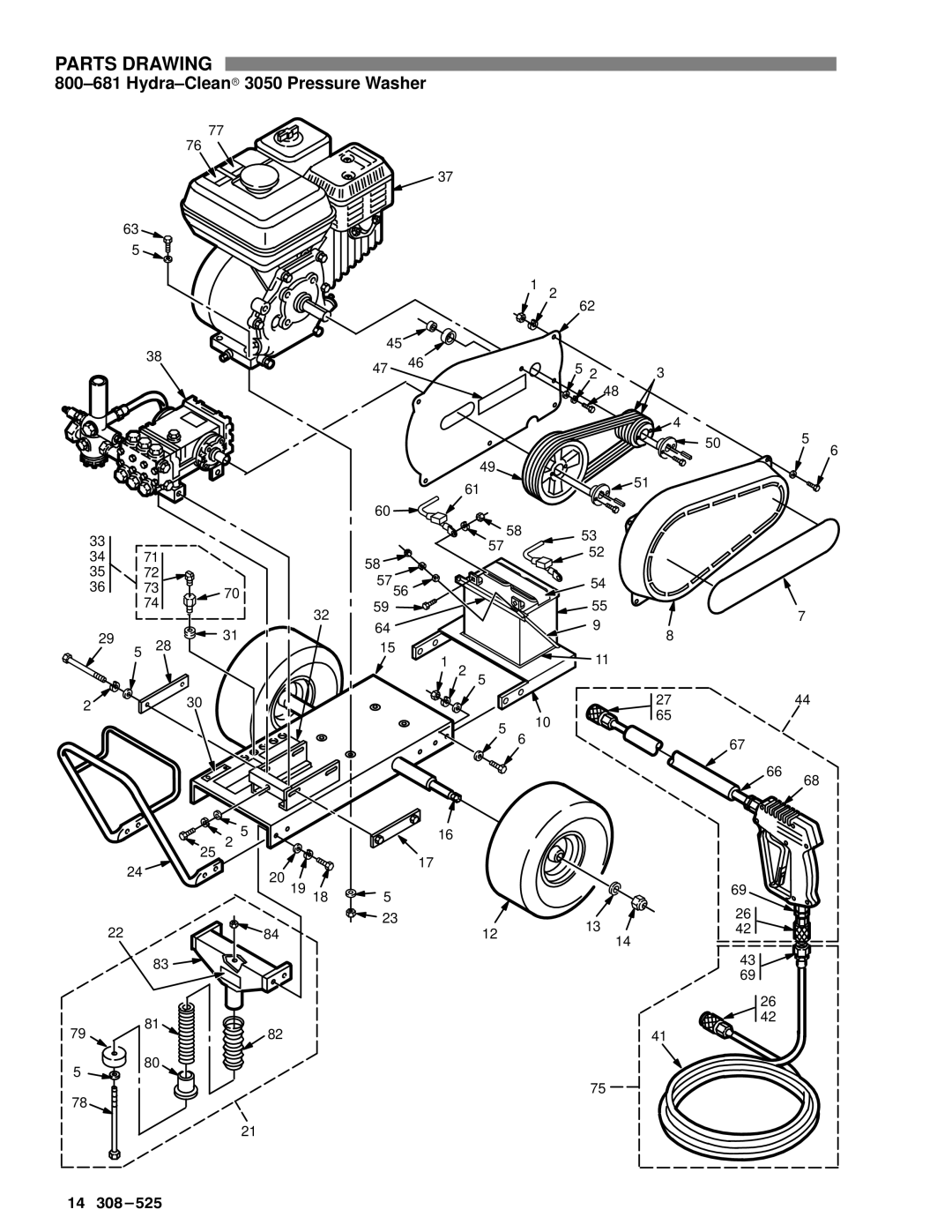 Graco Inc 308-525, 800-636, 800-635, 800-637, 800-681, 3540 manual 800±681 Hydra±Cleanr 3050 Pressure Washer 