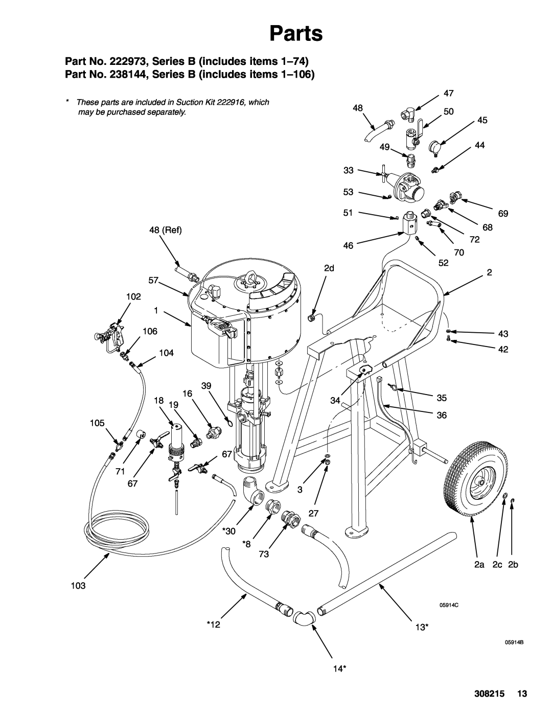 Graco Inc 238144, 308215L, 222973 important safety instructions Parts, 05914C, 05914B 