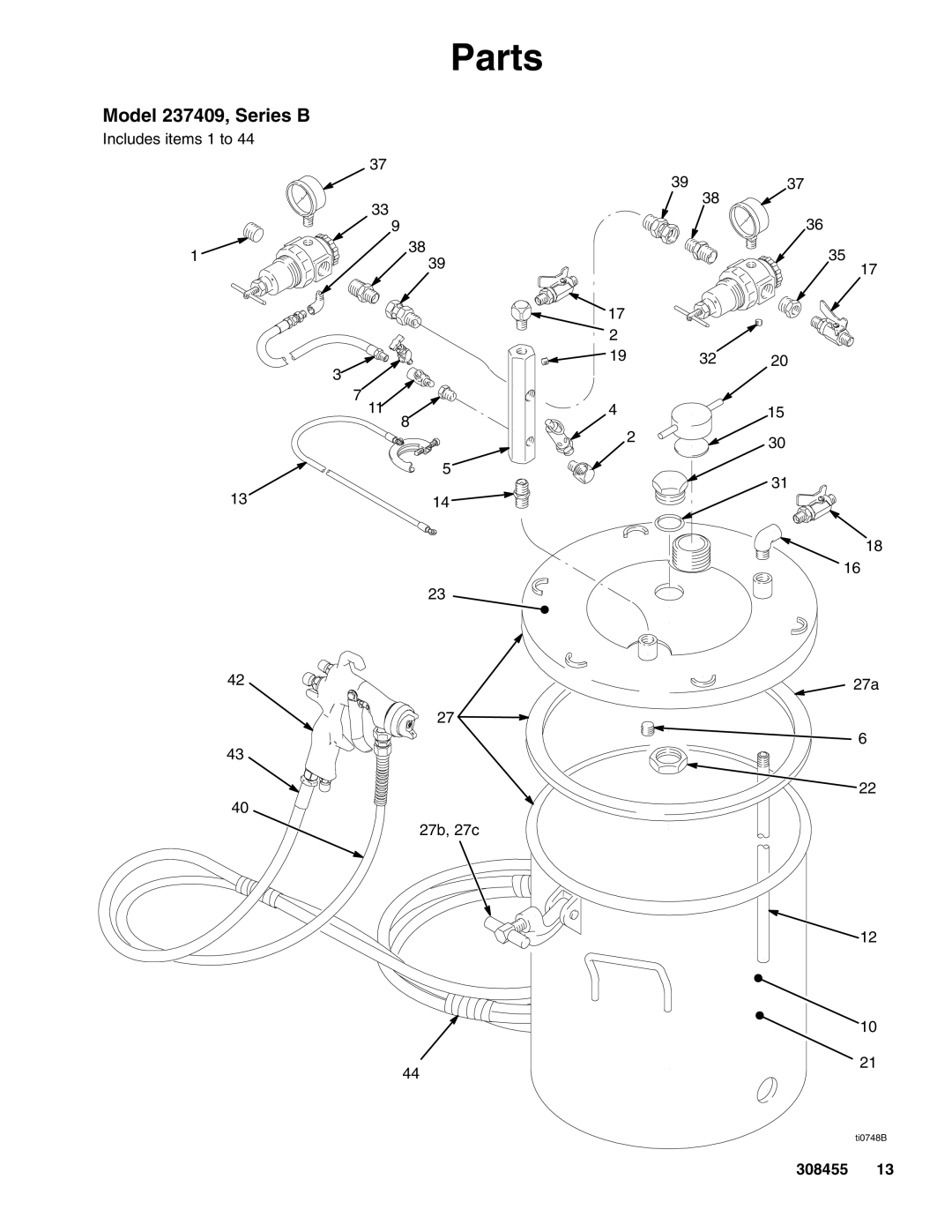 Graco Inc 237413, 308455K, 237409 important safety instructions Includes items 1 to 27b, 27c 27a 