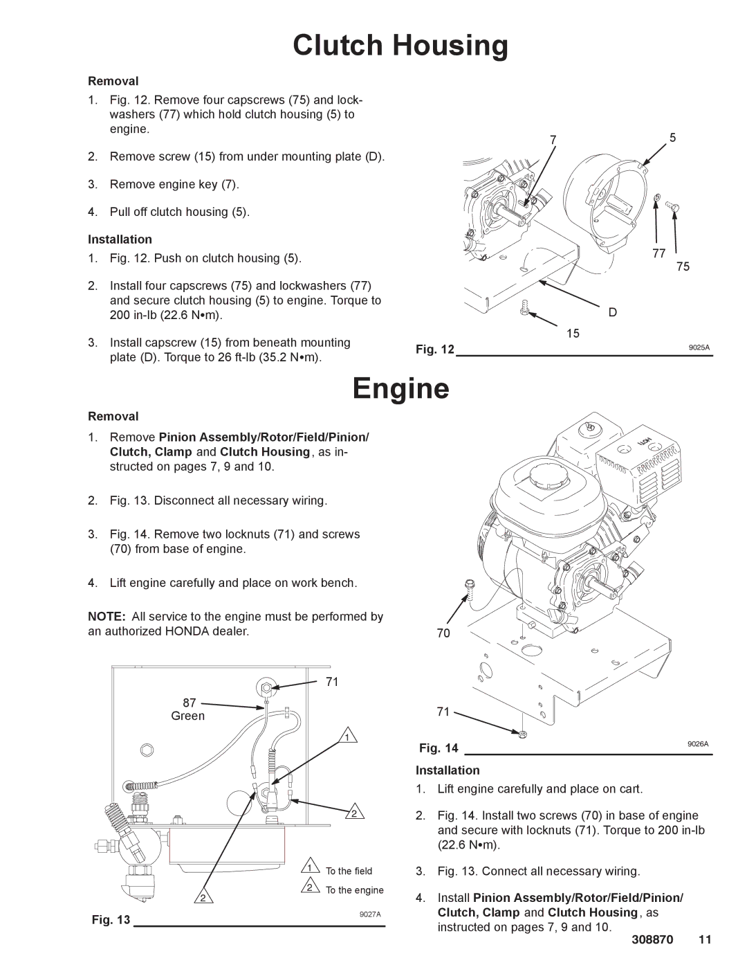 Graco Inc 308870 dimensions Clutch Housing, Engine 