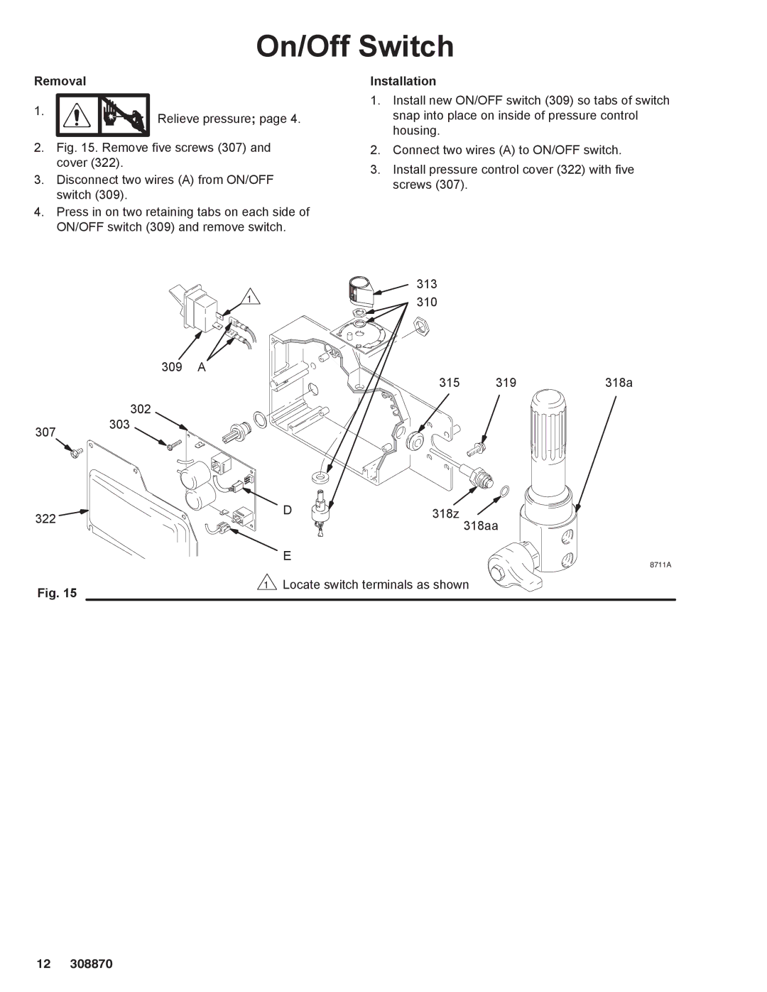 Graco Inc 308870 dimensions On/Off Switch 