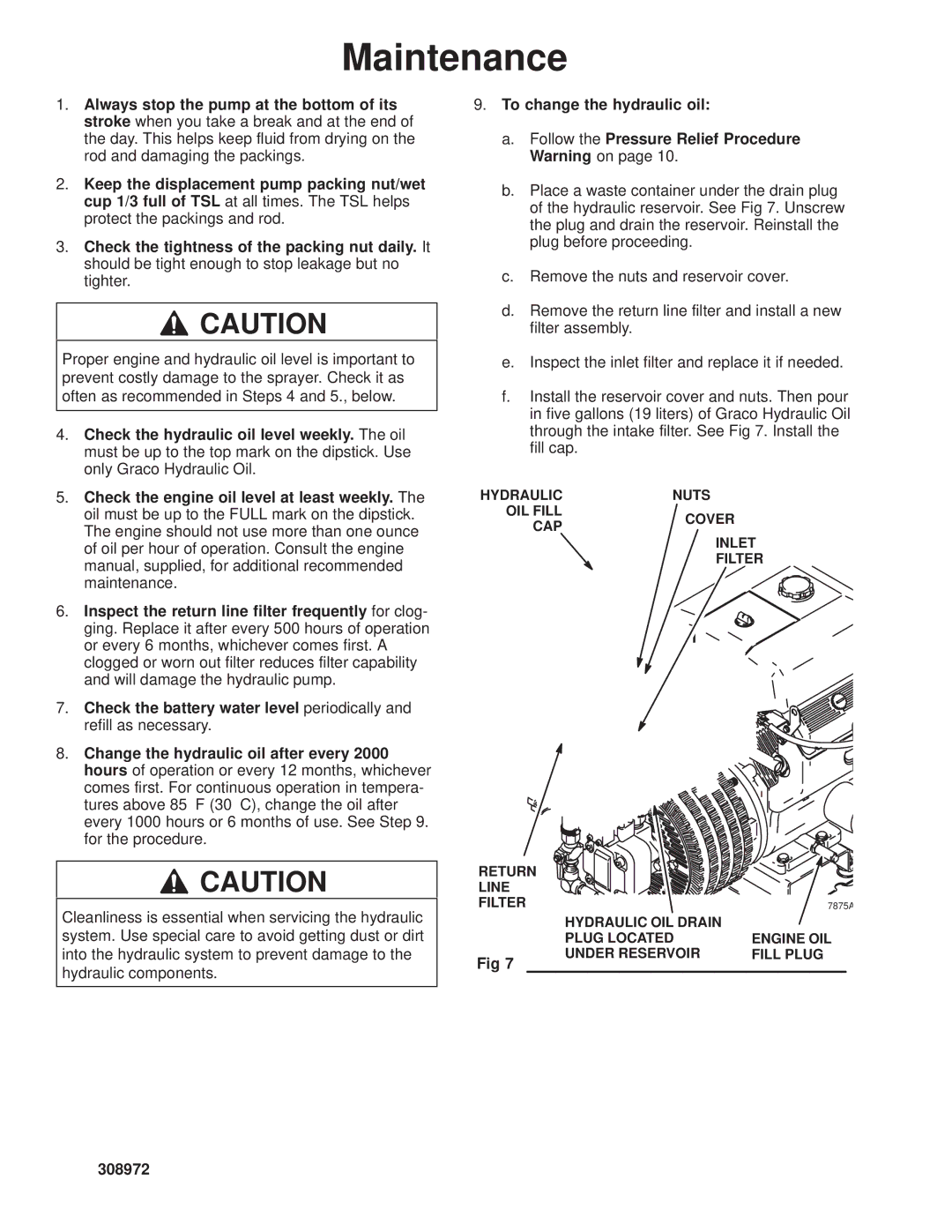 Graco Inc 308972 manual Maintenance 