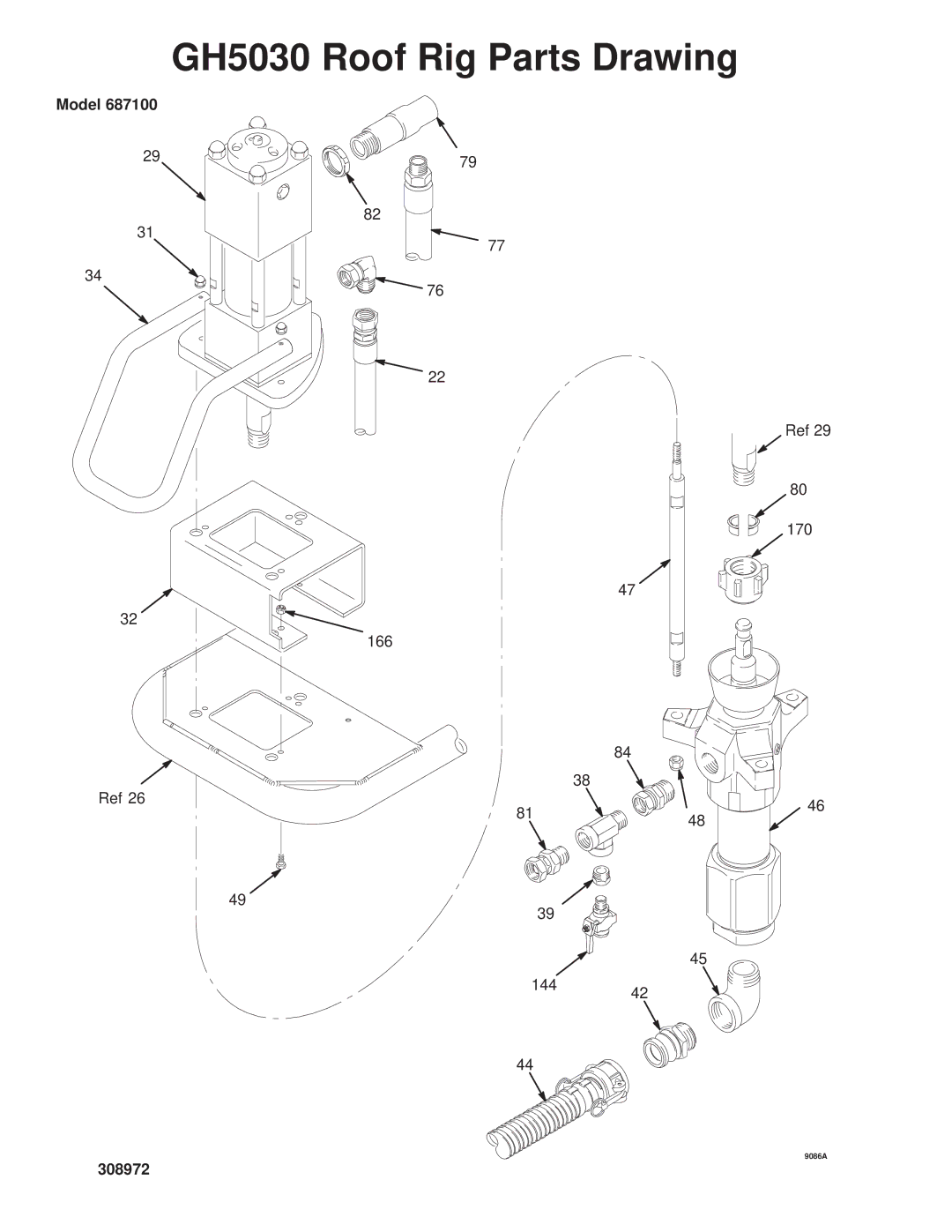 Graco Inc 308972 manual GH5030 Roof Rig Parts Drawing, Model 