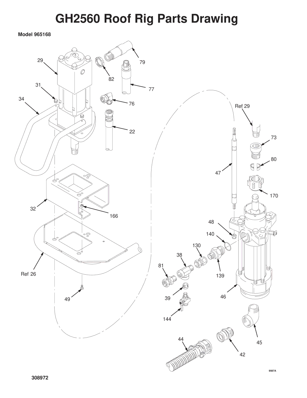 Graco Inc 308972 manual GH2560 Roof Rig Parts Drawing 