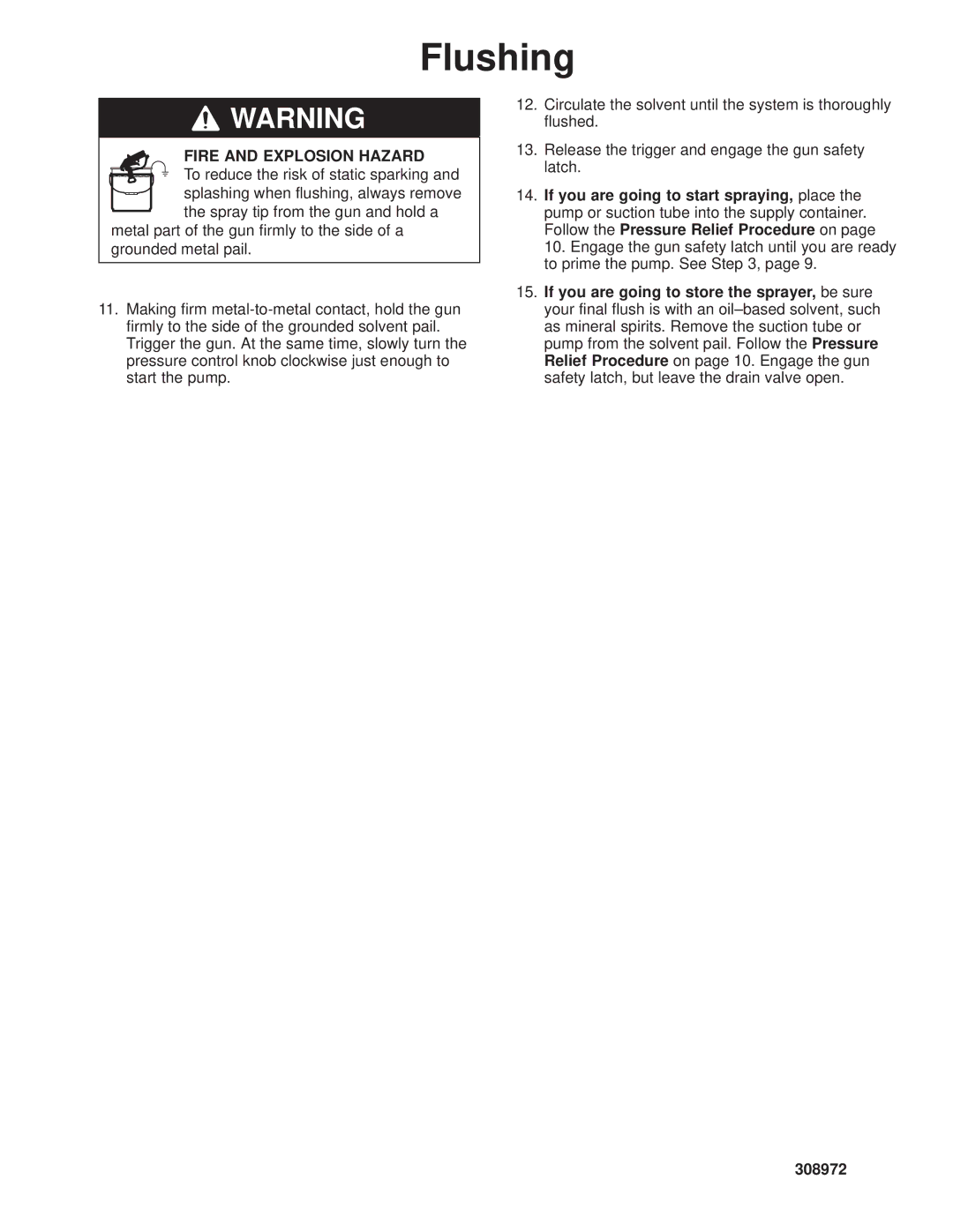 Graco Inc 308972 manual Flushing 