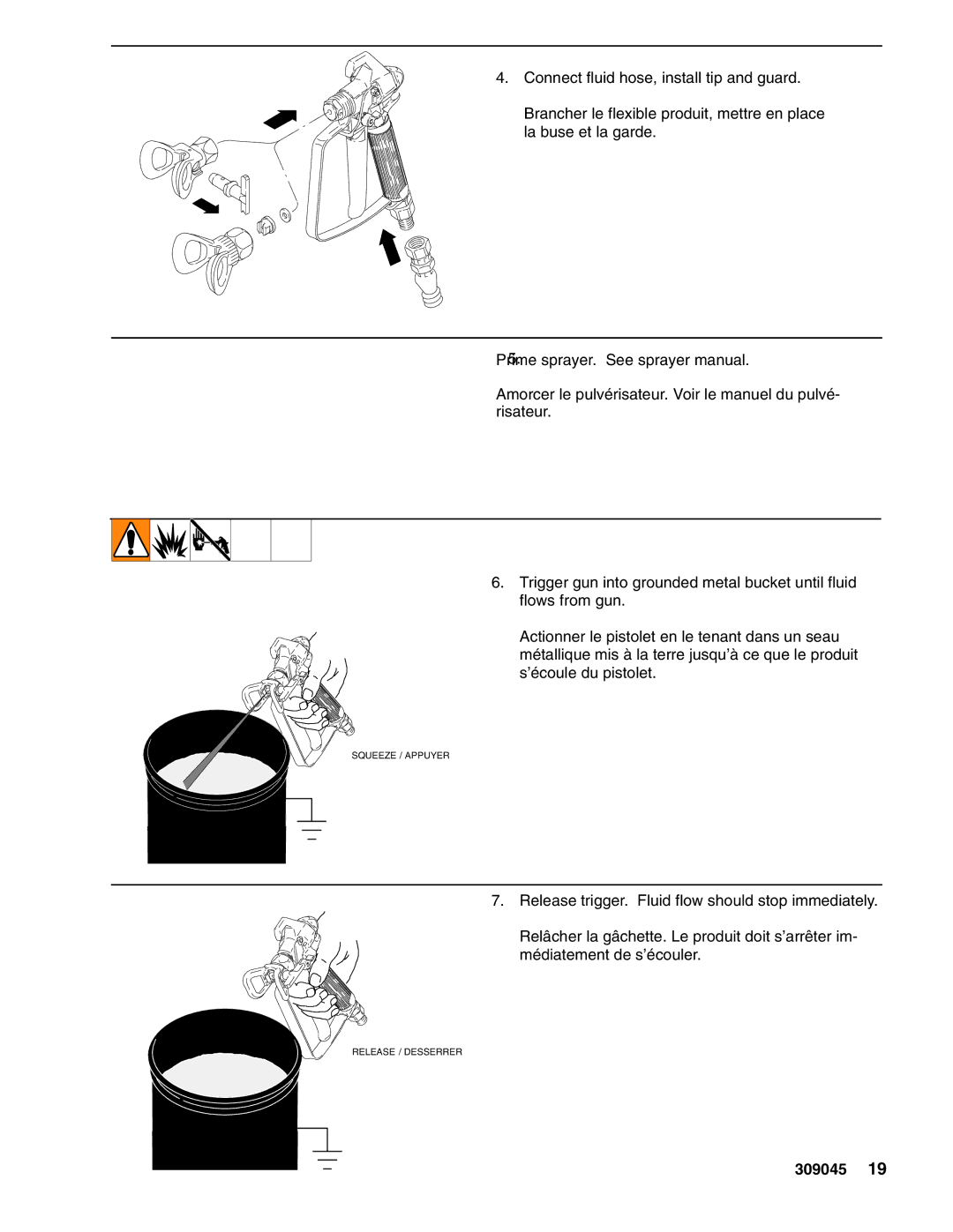 Graco Inc 309045K important safety instructions Squeeze / Appuyer 