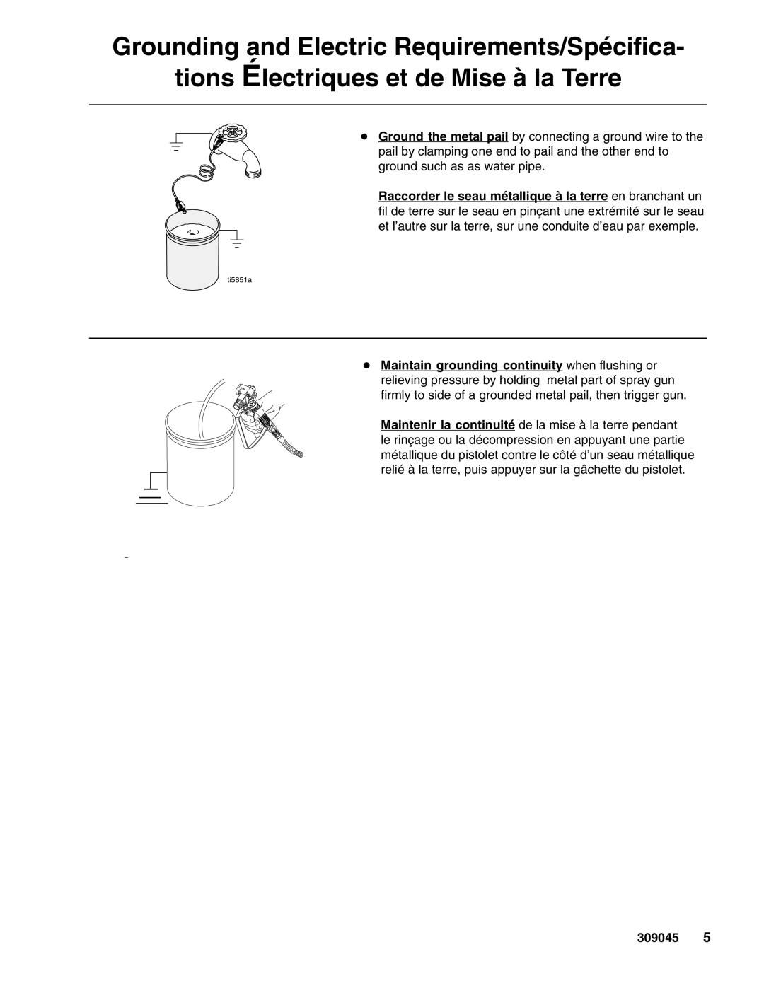 Graco Inc 309045K important safety instructions Ti5851a 