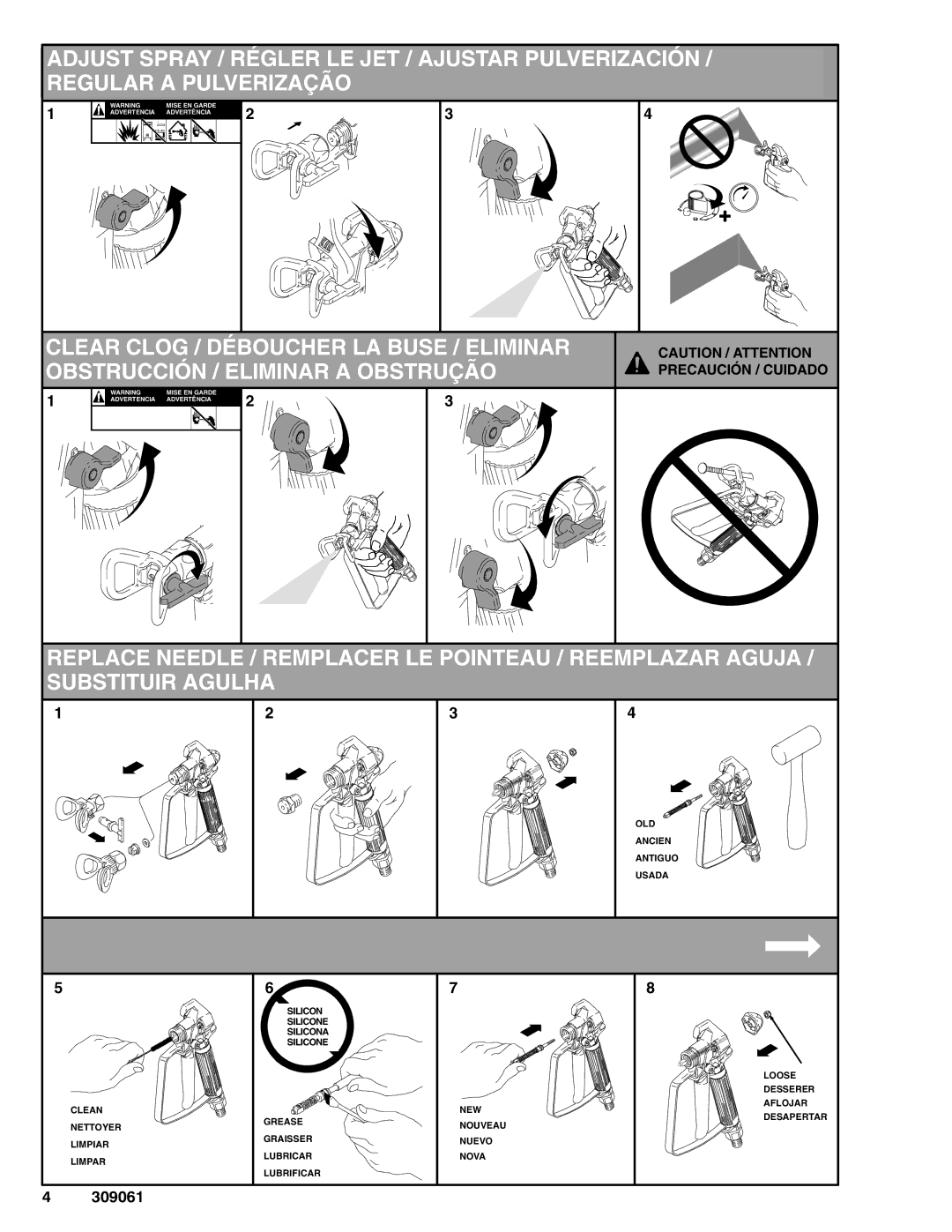 Graco Inc 309061 manual Precaución / Cuidado 