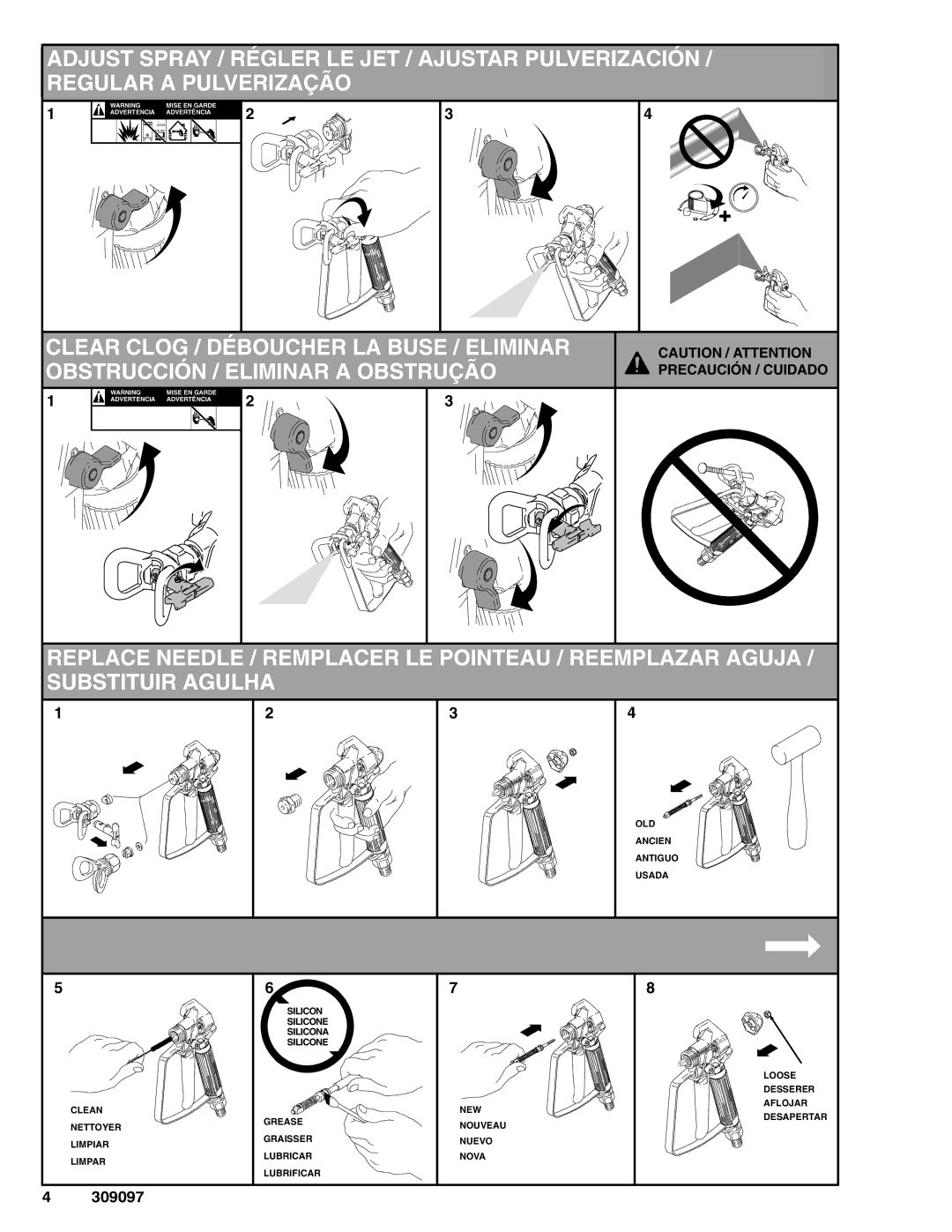 Graco Inc 309097 manual Precaución / Cuidado 