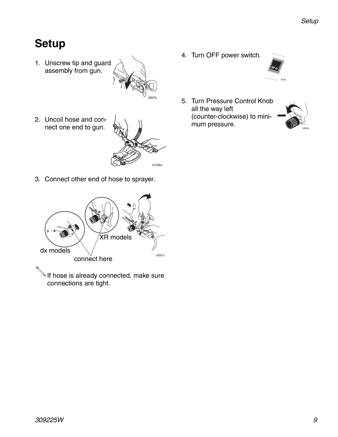 Graco Inc 309225W specifications Setup 