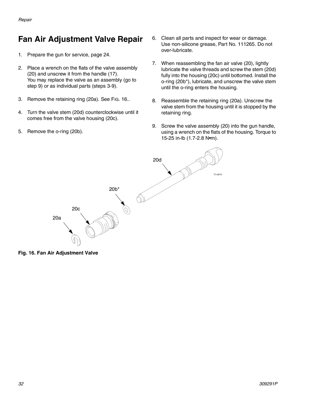 Graco Inc 309291P, 244399 important safety instructions Fan Air Adjustment Valve Repair 