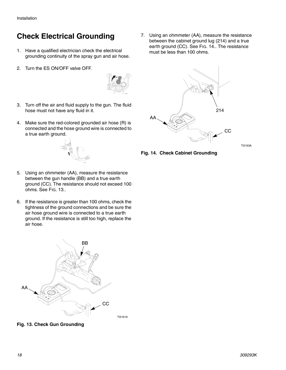 Graco Inc 244582, 309293K, 244581 important safety instructions Check Electrical Grounding, Check Gun Grounding 