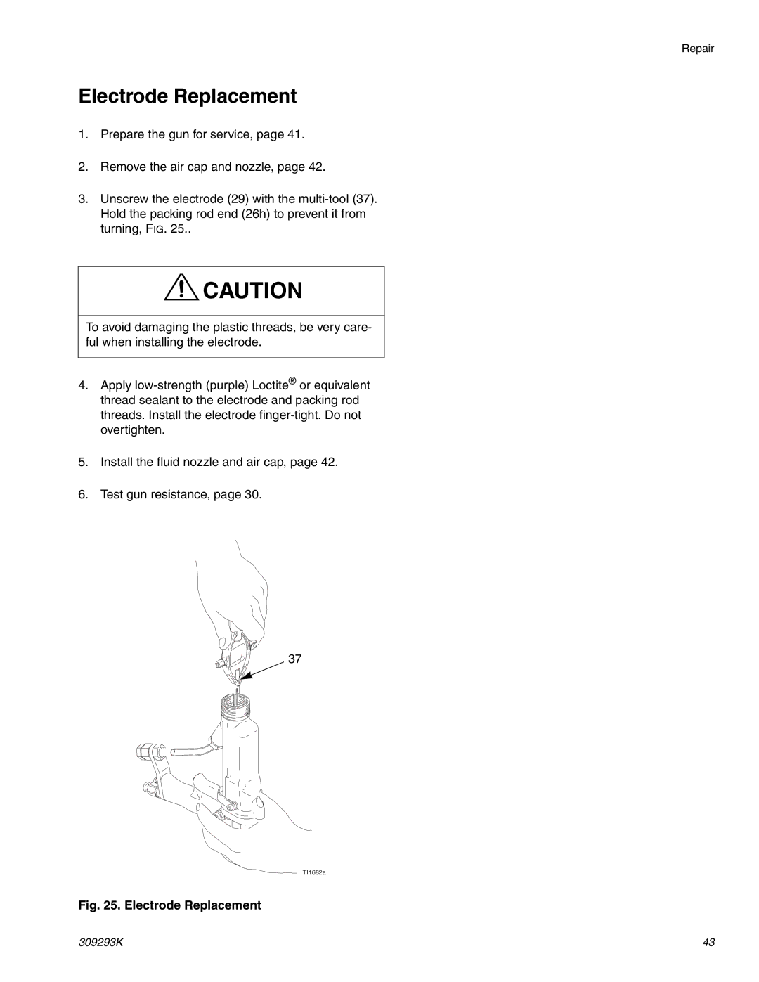 Graco Inc 244581, 309293K, 244582 important safety instructions Electrode Replacement 