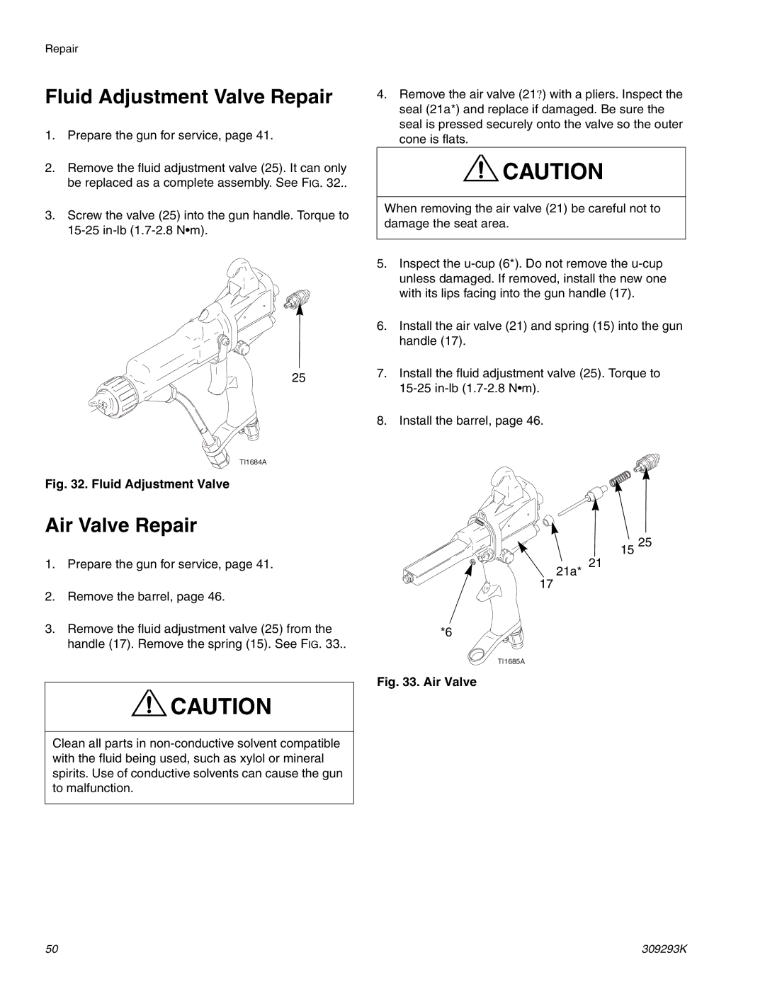 Graco Inc 244582, 309293K, 244581 important safety instructions Fluid Adjustment Valve Repair, Air Valve Repair 