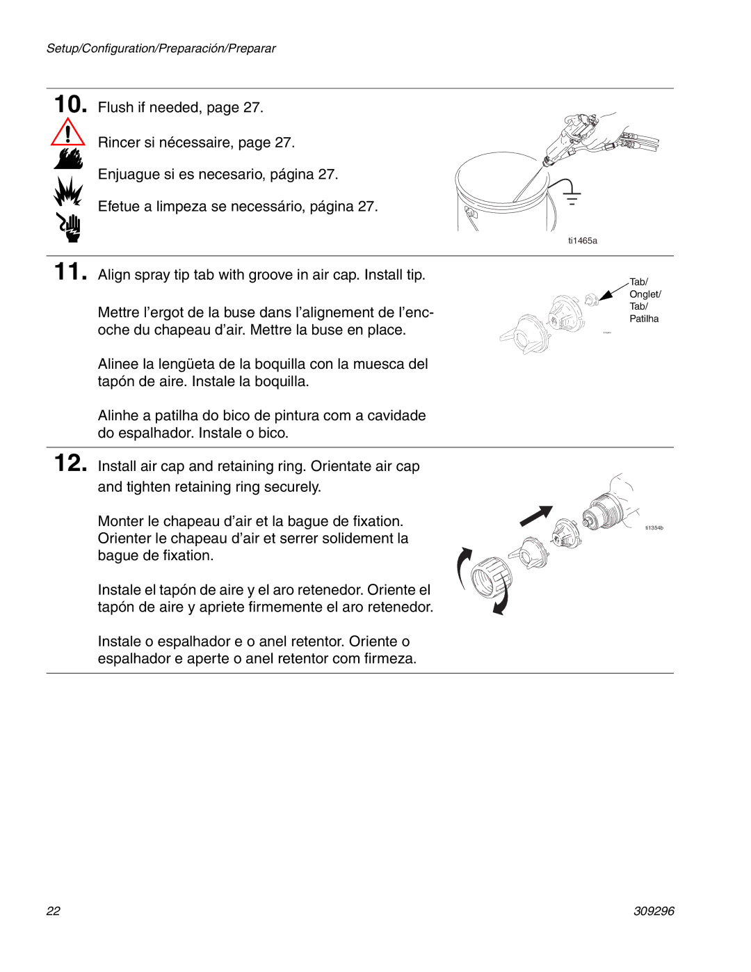 Graco Inc 309296F manual Tab Onglet Patilha 