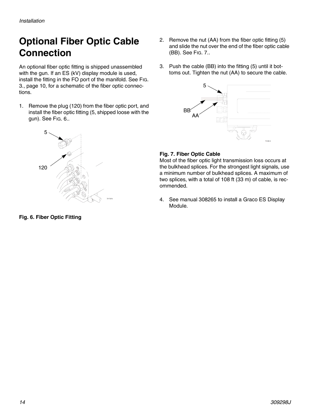 Graco Inc TI1713A, 309298J, 244592, PRO Auto Xs AA Optional Fiber Optic Cable Connection, Fiber Optic Fitting 