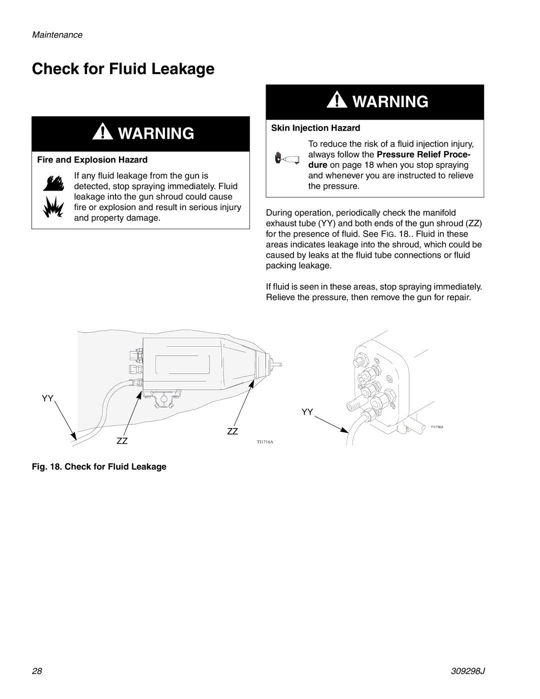 Graco Inc 309298J, 244592, TI1713A, PRO Auto Xs AA Check for Fluid Leakage Skin Injection Hazard 