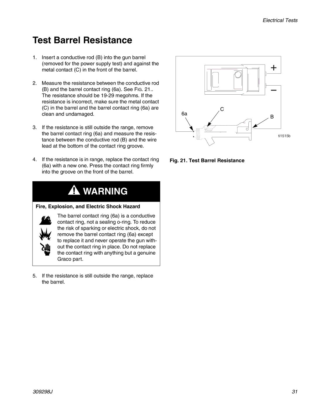 Graco Inc PRO Auto Xs AA, 309298J, 244592, TI1713A important safety instructions Test Barrel Resistance 