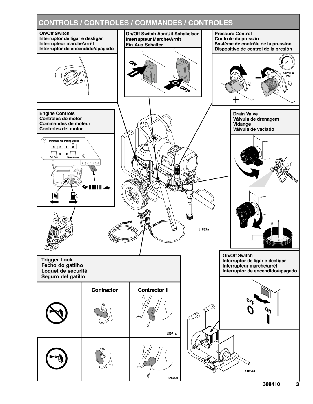 Graco Inc 309410 manual Trigger Lock Fecho do gatilho Loquet de sécurité Seguro del gatillo, Contractor 